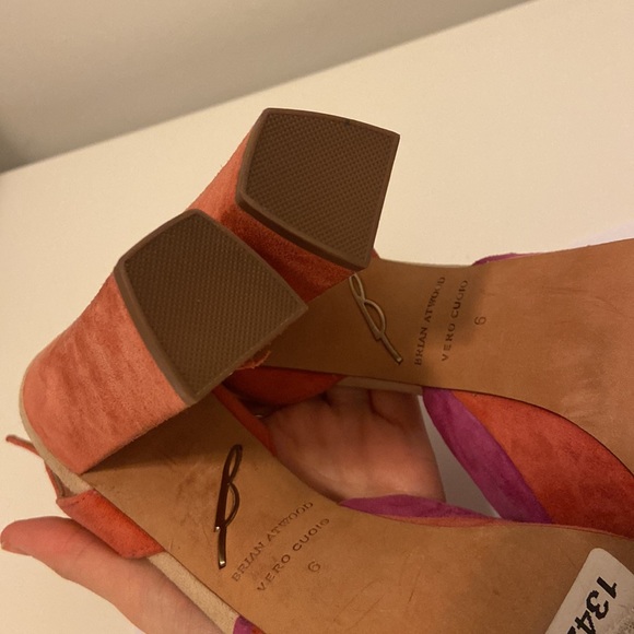 BRIAN ATWOOD Gabby block heeled platforms! Rare pink/orange colour way, Size 6 - Picture 8 of 8